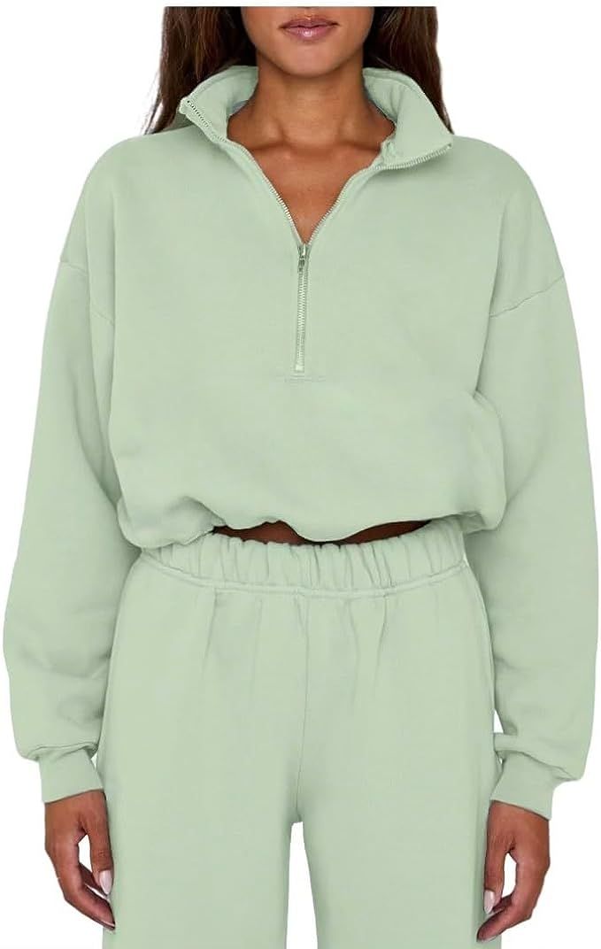 Sunday Waves Women's Fleece Quarter Zip Sweatshirt Loose fit Soft Oversized Pullover Sweatshirt Z... | Amazon (US)