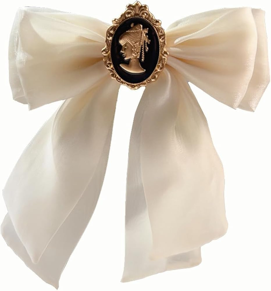 Fashion Elegant Organza Ribbon Bow Tie Brooch Pins for Women Girls Pearl Bow Tie Pre-Tied Bowknot... | Amazon (US)