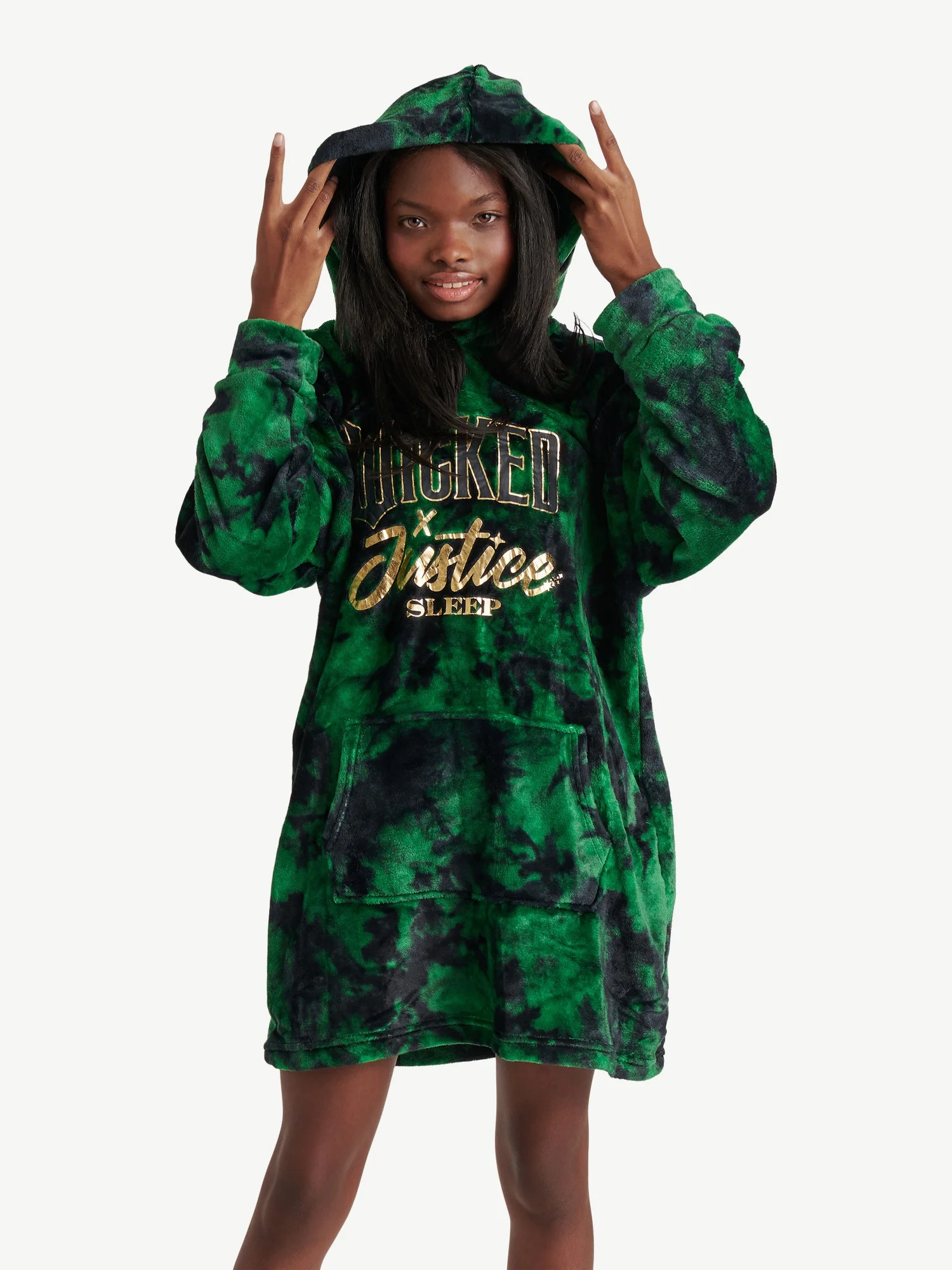 Justice Girls Wicked Long Sleeve Sleep Hoodie, Size S-XL | Walmart (US)