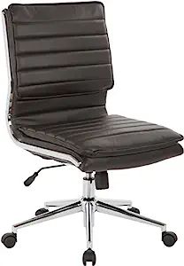 Office Star Faux Leather Armless Mid Back Managers Chair with Chrome Base, Espresso | Amazon (US)