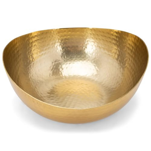 IHI EST. 1986 India Handicrafts Hammered Oblong Gold Tone 12 x 12 Metal Decorative Bowl | Amazon (US)