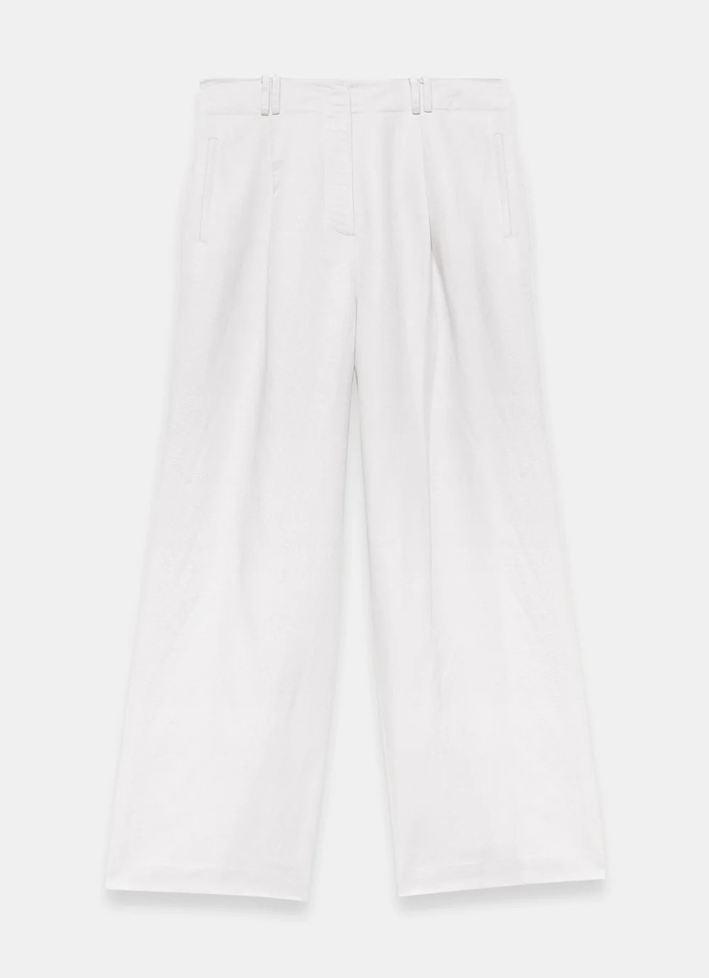 Cream Linen Blend Pleated Wide Leg Trousers | Mint Velvet