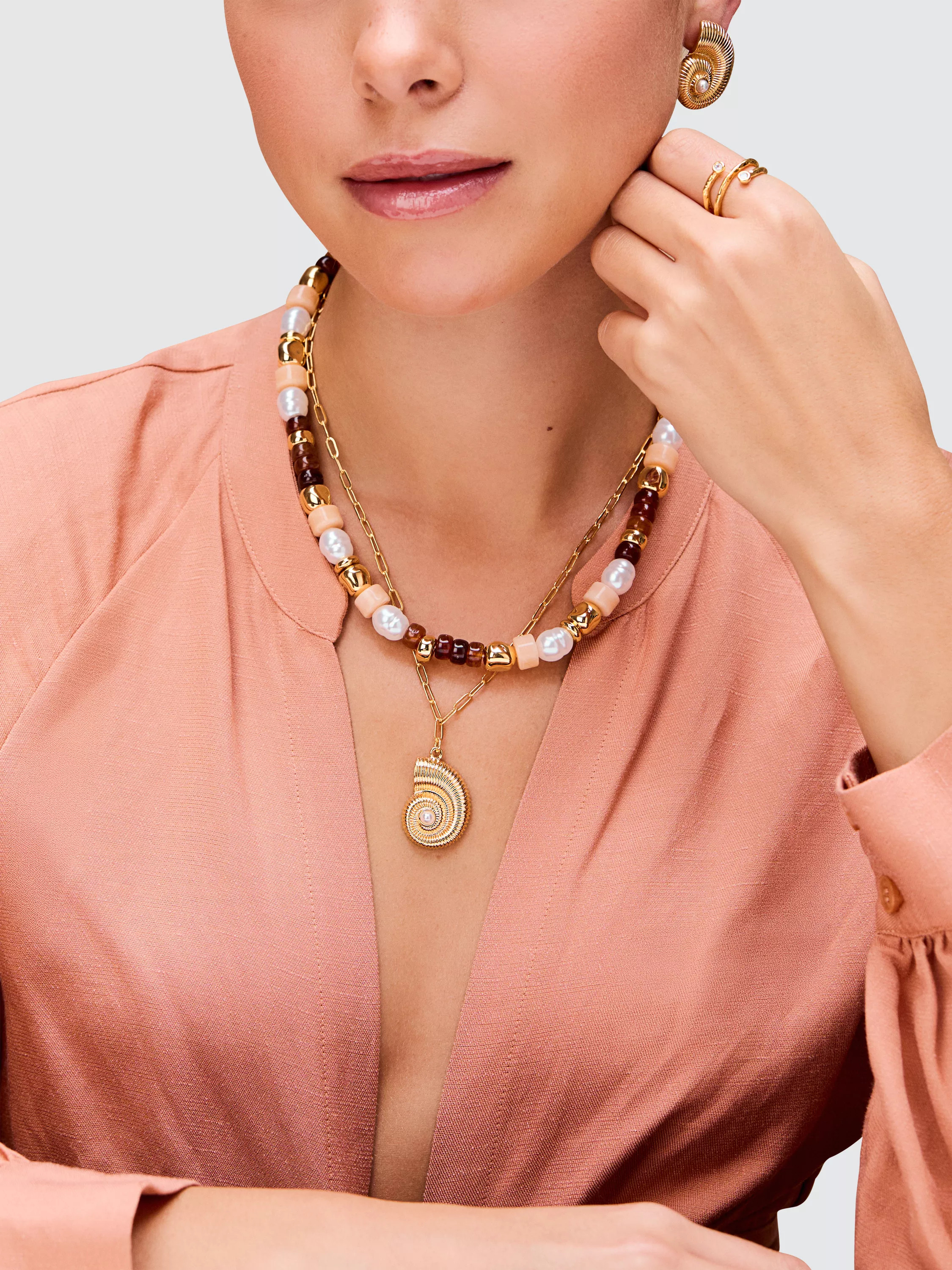 OreliaTextured Ammonite Stud Earrings, Gold | John Lewis (UK)