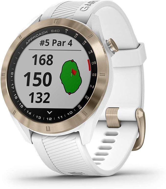 Garmin Approach S40, Stylish GPS Golf Smartwatch, Lightweight With Touchscreen Display, White/Lig... | Amazon (US)