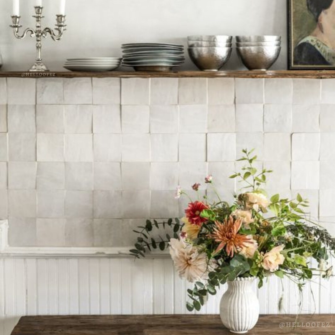 4x4 in Handmade Mosaic Tile / 5 Sq Ft Off-white Zellige Tiles for Bathrooms, Showers, Kitchen Bac... | Etsy (US)