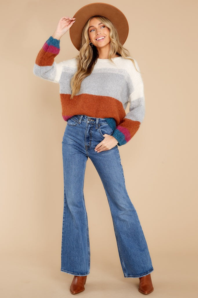 Waiting Game Ivory Multi Stripe Sweater | Red Dress 