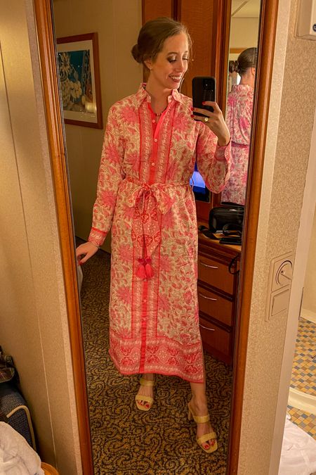Linking two similar pink block print shirt dresses - relaxed fit, I’m in an XS
.
Raffia heeled sandals spring outfit summer outfit Easter dress midi dress shirt dress 

#LTKSeasonal #LTKstyletip