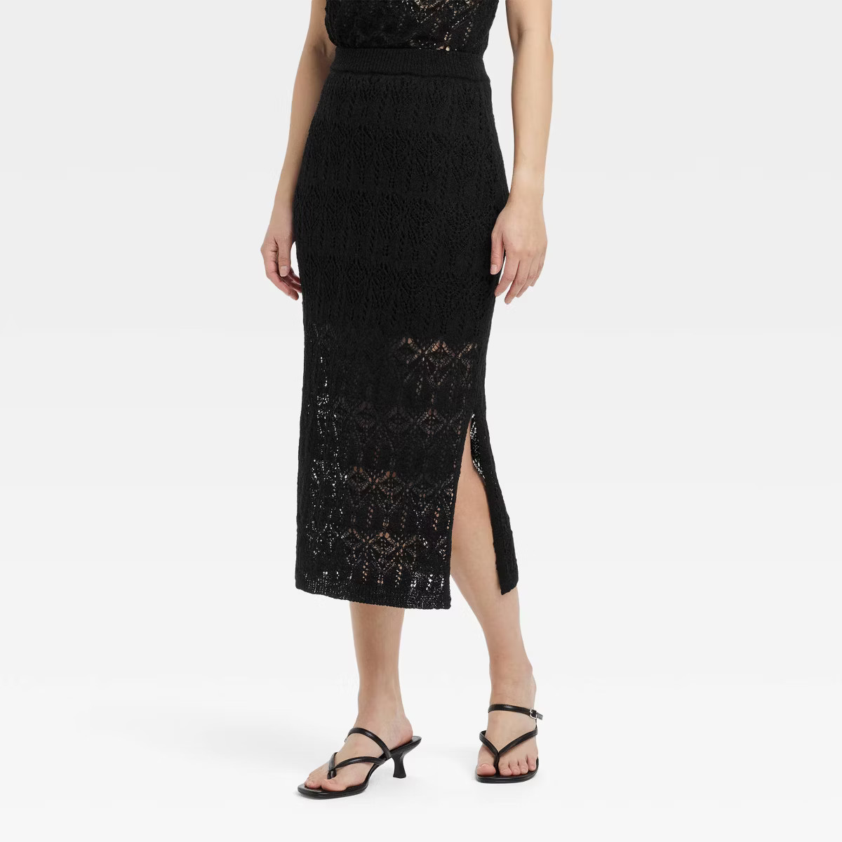 Women's Crochet-Style Midi Sweater Skirt - A New Day™ | Target