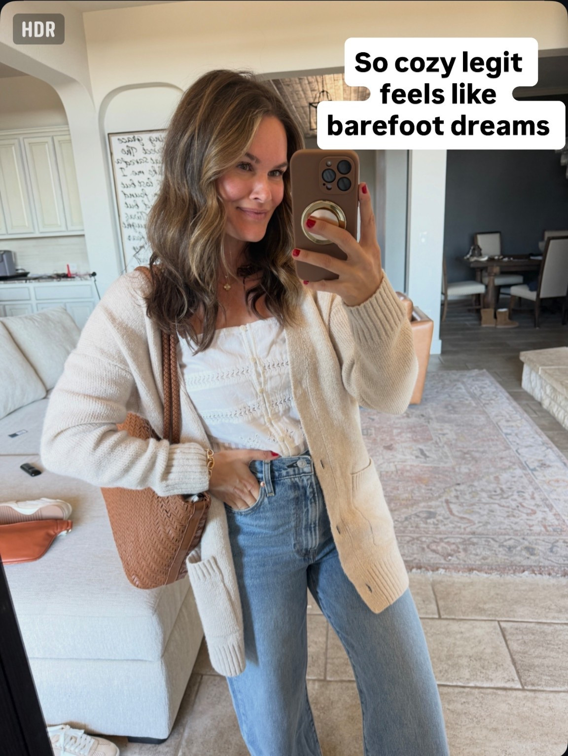 Love this cozy cardigan reminds me of barefoot dreams but Walmart paired with the cutest tank that is from Target- true sizing in all except the jeans I went up! #walmartfashion #casualoutfit #casualfinds 

#LTKgrwm #LTKootd #LTKSaleAlert