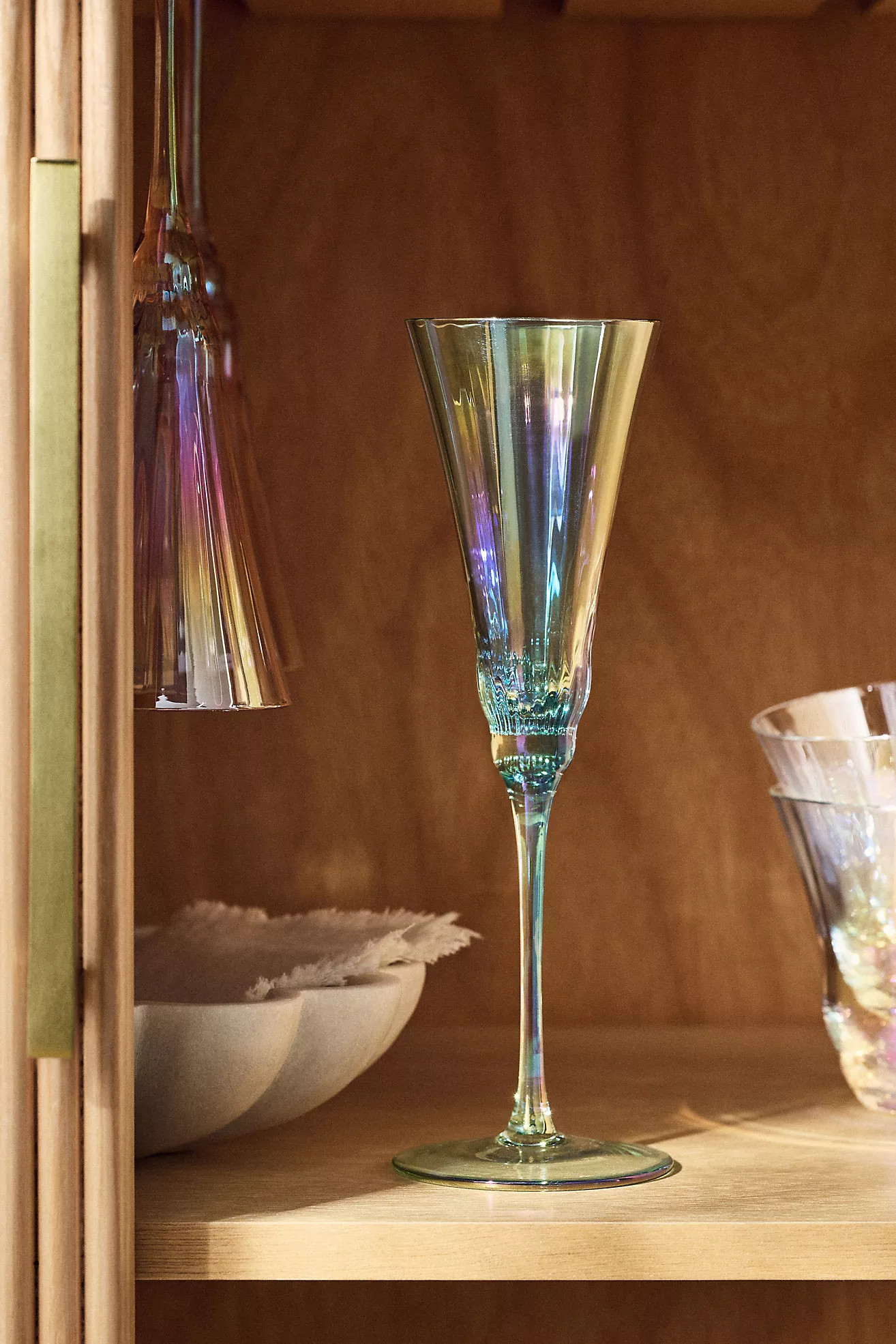Kailani Lustered Flute Glasses, Set of 4 | Anthropologie (US)