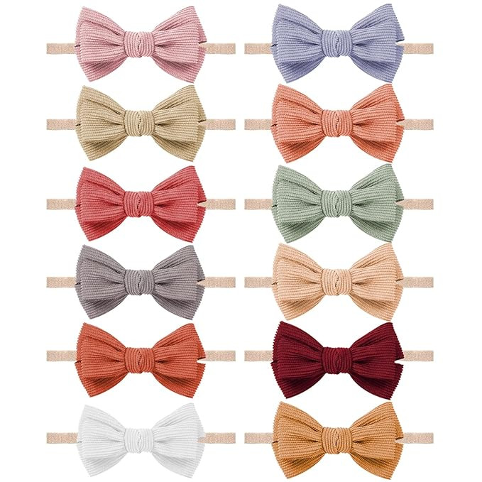 VISBL Baby Girl Headbands and Bows, Newborn Infant Toddler Nylon Elastics Hairbands Hair Accessor... | Amazon (US)