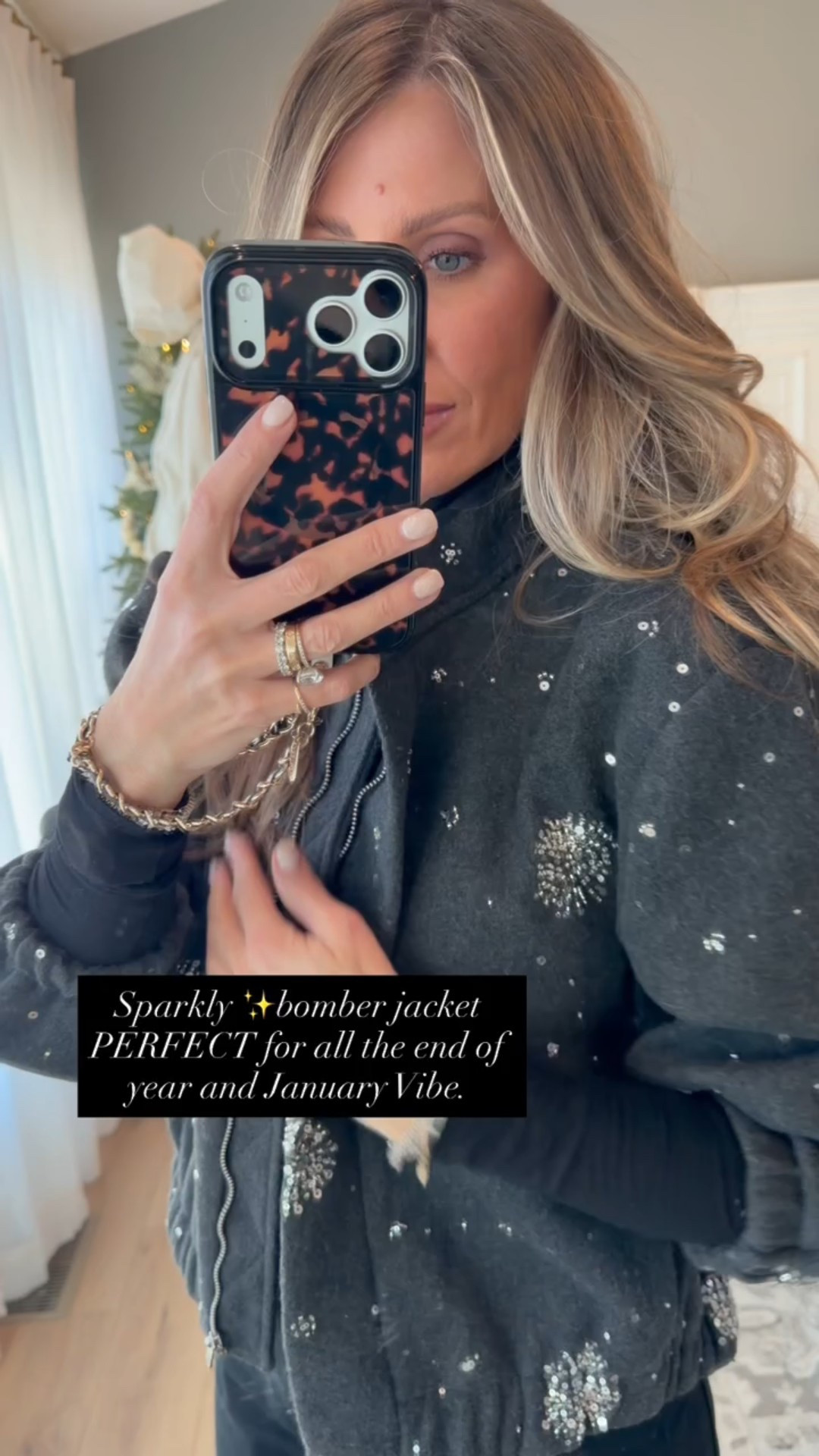 Sparkly bomber jacket, New Year’s Eve outfit inspo, winter date night outfit idea, themominstyle 

#LTKootd #LTKHoliday #LTKSeasonal