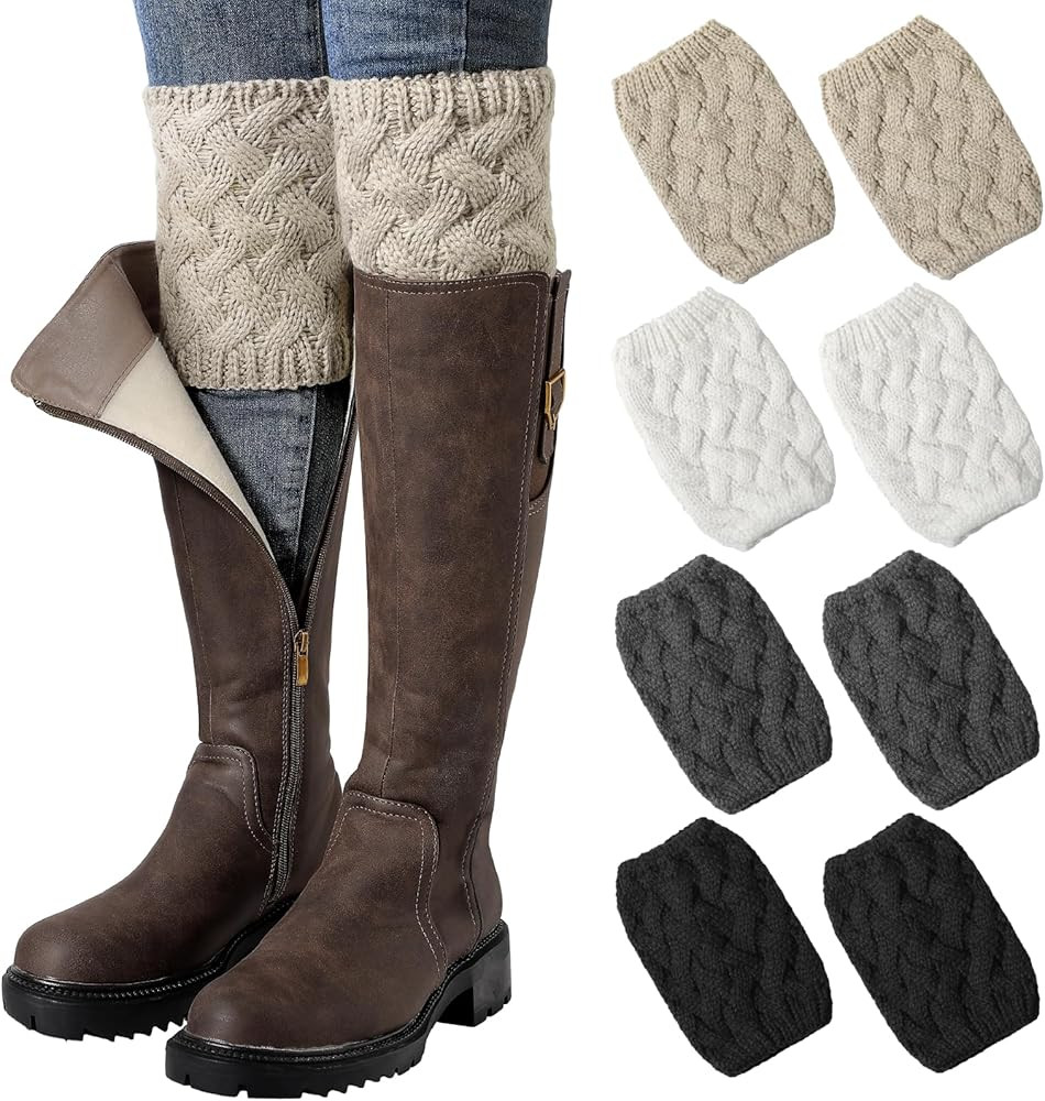 Clothirily Boot Socks for Women, Winter Warm Boot Cuffs, Knitted Short Leg Warmers Boot Topper Socks | Amazon (US)