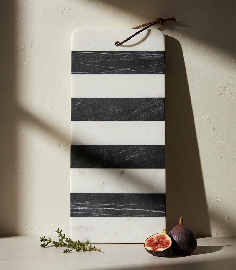Liam Striped Marble Board | Pepper + Vetiver