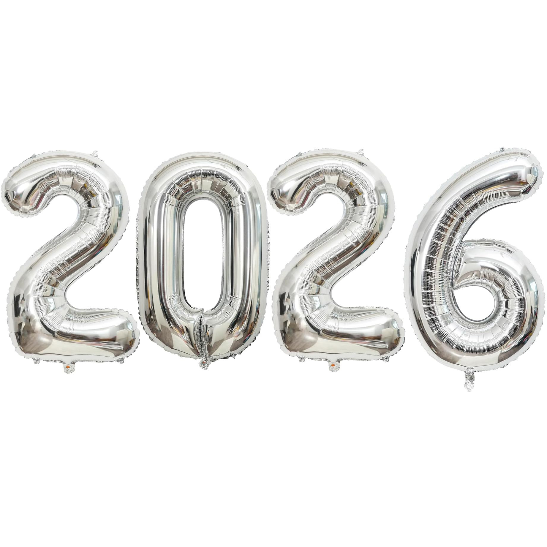 Giant Silver 2026 Balloons, 40" Large Number 2026 Balloons Helium Mylar Foil Balloons for 2026 Ne... | Amazon (US)