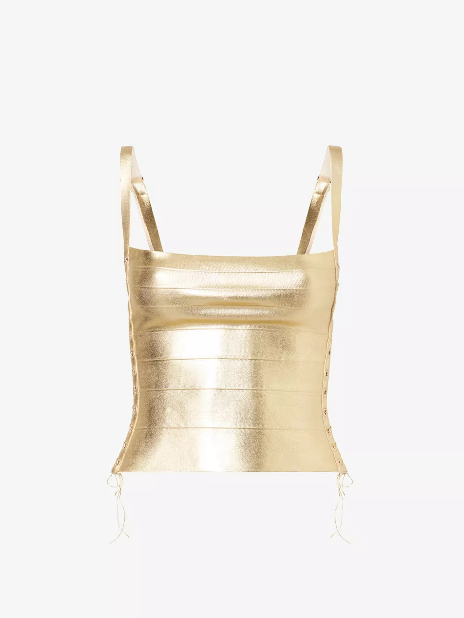 Idol Metallic Bandage Corset Top | Selfridges