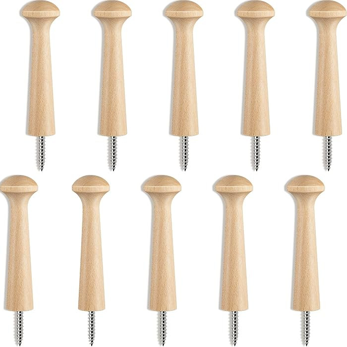10 Pieces Wooden Shaker Peg Screw-on Pegs 3.62 Inch Long Unfinished Wood Shaker Racks for Hanging... | Amazon (US)