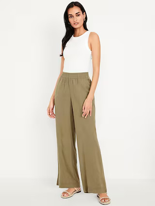 High-Waisted Linen-Blend Wide-Leg Pants | Old Navy (US)