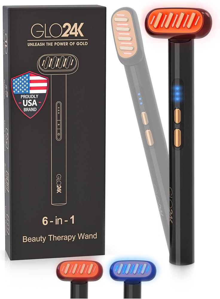 GLO24K 6-IN-1 Beauty Therapy Wand for the Face, Eyes, and Neck I Based on Dual LED Light Therapy,... | Amazon (US)