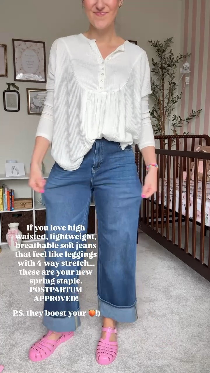 These lightweight + stretchy jeans are perfect for postpartum! (PS they boost your 🍑!)

#LTKootd #LTKvlog