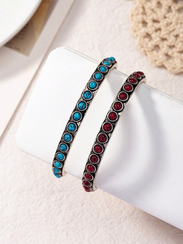 1pc Fashion Bohemian Style Floral Pattern Vintage Alloy Open Bangle Bracelet, Suitable For Daily ... | SHEIN