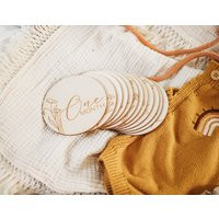 Baby Months Milestone Wood Discs - Photo Prop Shower Gift For Mom Floral Wildflower Bohemian Neutral | Etsy (US)