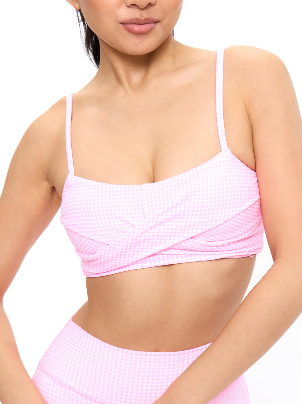 Ivy Wrap Sports Bra - Pink Gingham | Buffbunny