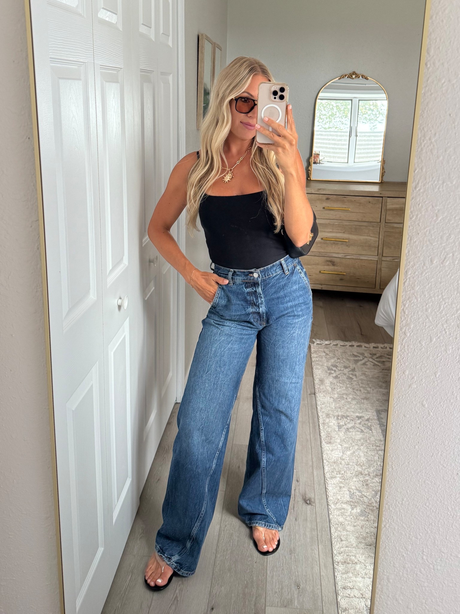 These will be my go to jeans this fall!! 🙌🏻 wearing size 26 in anine bing jeans and small in the Abercrombie bra free tank topp

#LTKSaleAlert #LTKStyleTip