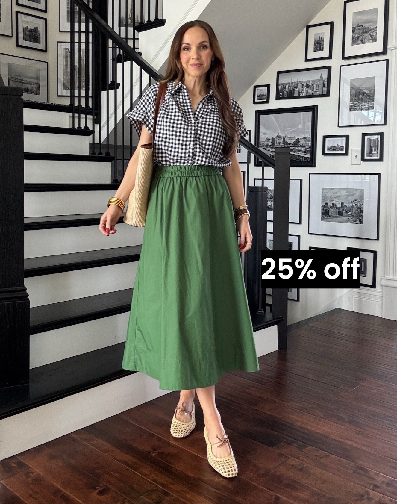 Loving this classic combo! Gingham with a gorgeous green 😍 skirt is 25% off and so easy to dress up or down! 

#LTKgrwm #LTKootd