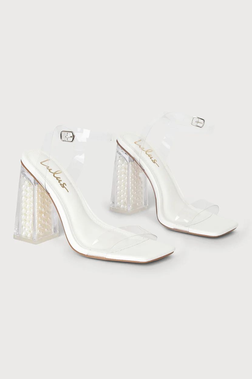 Marluka White Clear Vinyl Pearl High Heel Sandals | Lulus (US)