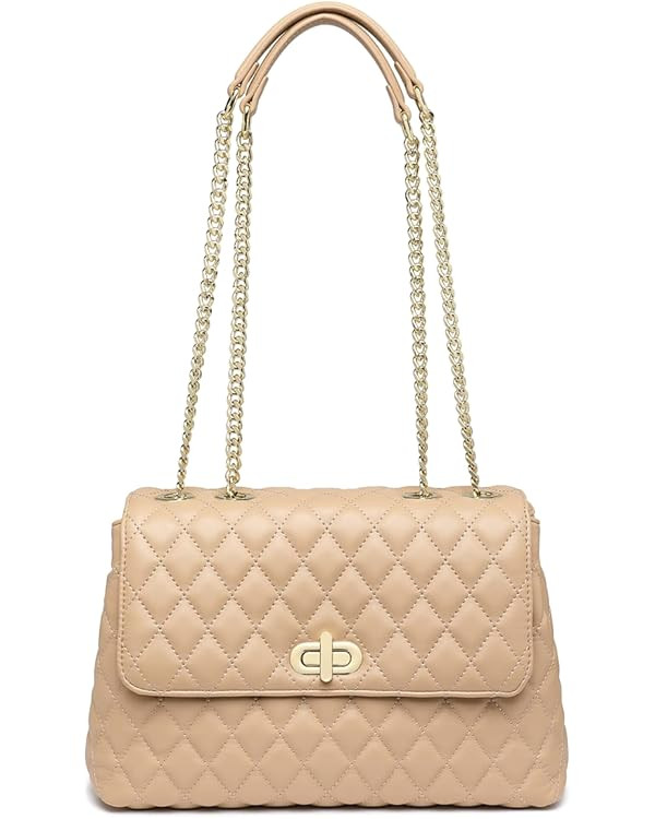ER.Roulour Quilted Crossbody Bags for Women, Trendy Roomy Shoulder Handbags with Flap Gold Hardwa... | Amazon (US)