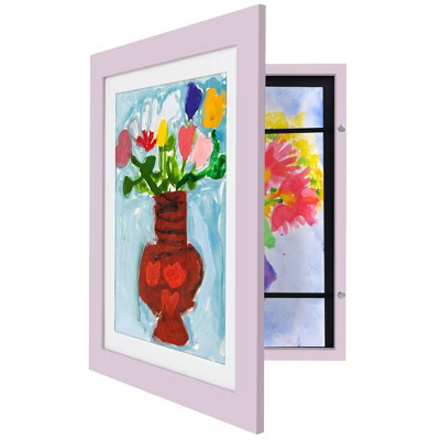 Americanflat Kids Art Frame 10x12.5 inches with 8.5x11 inches Mat - Composite Wood And Glass - Holds 100 Artworks - Lila | Target