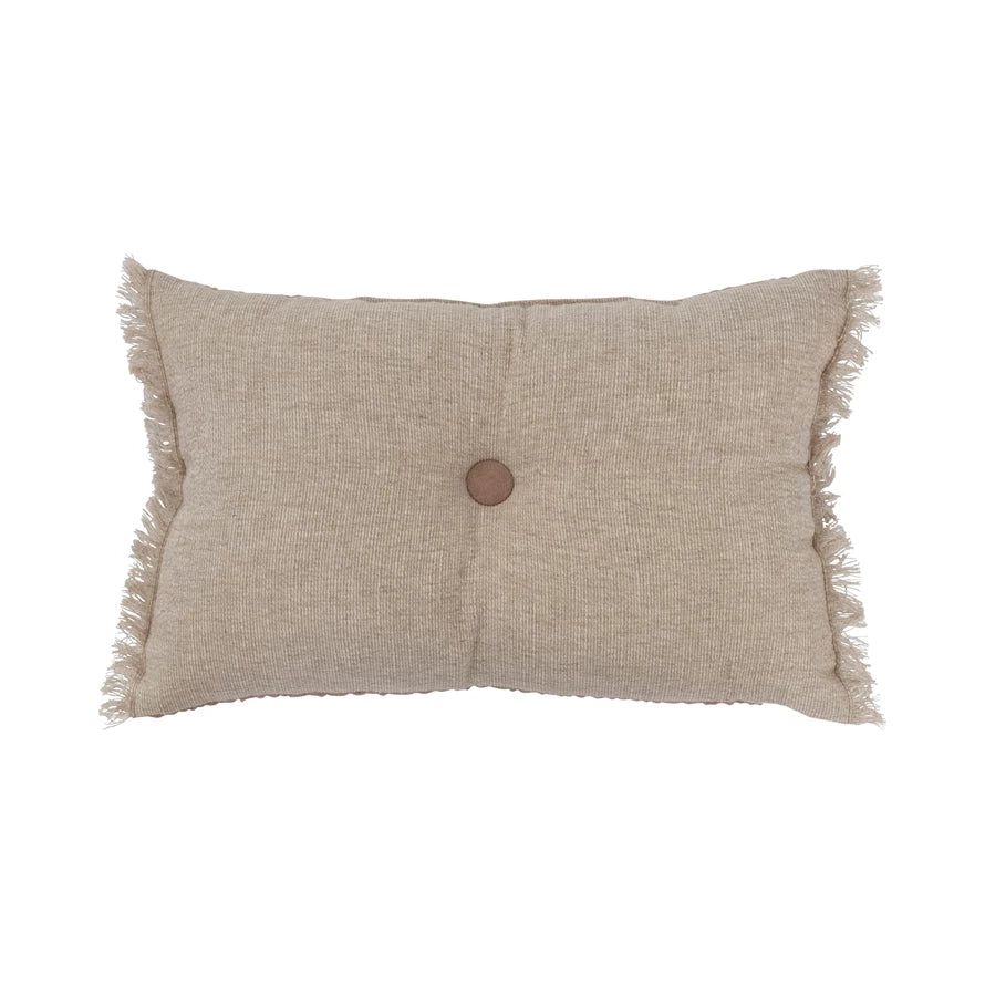 Tufted Two-Sided Button Pillow with Fringe | APIARY by The Busy Bee