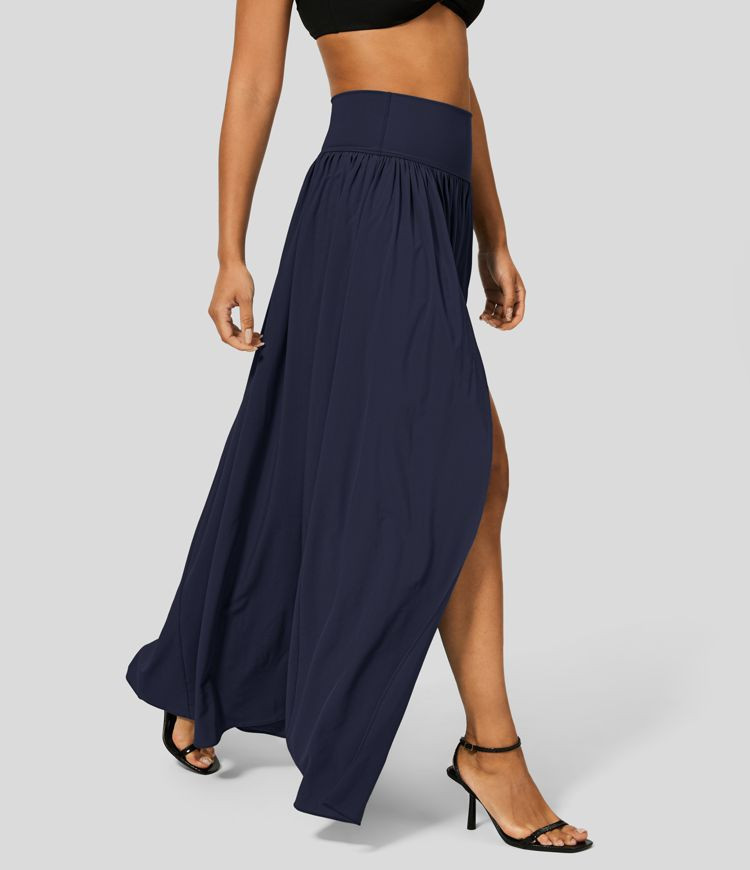 Women’s Breezeful™ High Waisted Plicated Split 2-in-1 Flowy Quick Dry Maxi Casual Skirt - Hal... | HALARA