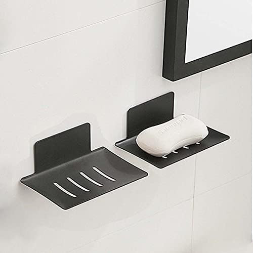 2PCS Soap Dish Shower Waterfall, Black Stainless Steel Soap Tray, Self Adhesive Bar Soap Holder with | Amazon (US)