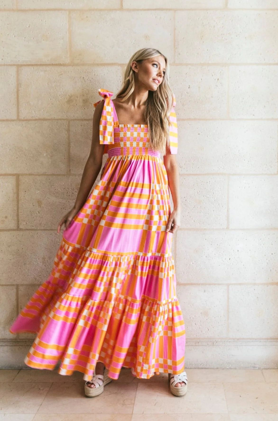 Kelly Dress in Pink + Orange Gingham | Sheridan French