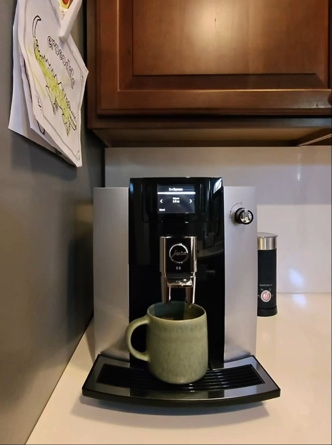 Finally upgraded our coffee setup and I’m obsessed ☕️🤎 The Jura makes the smoothest, creamiest coffee with just one touch—lattes, americanos, everything. It’s so easy to use and honestly feels like having a mini café at home. Definitely a game changer for busy mornings. #JuraCoffee #CoffeeLover #HomeCoffeeSetup #KitchenFavorites #MorningRoutine #CoffeeAtHome 

 #LTKSeasonal #LTKHome #LTKTall