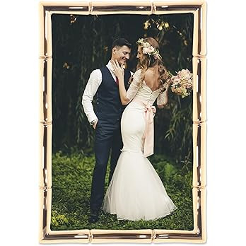 Lawrence 712246 4-Inch W x 6-Inch H Gold Metal Picture Frame with Bamboo Design | Amazon (US)