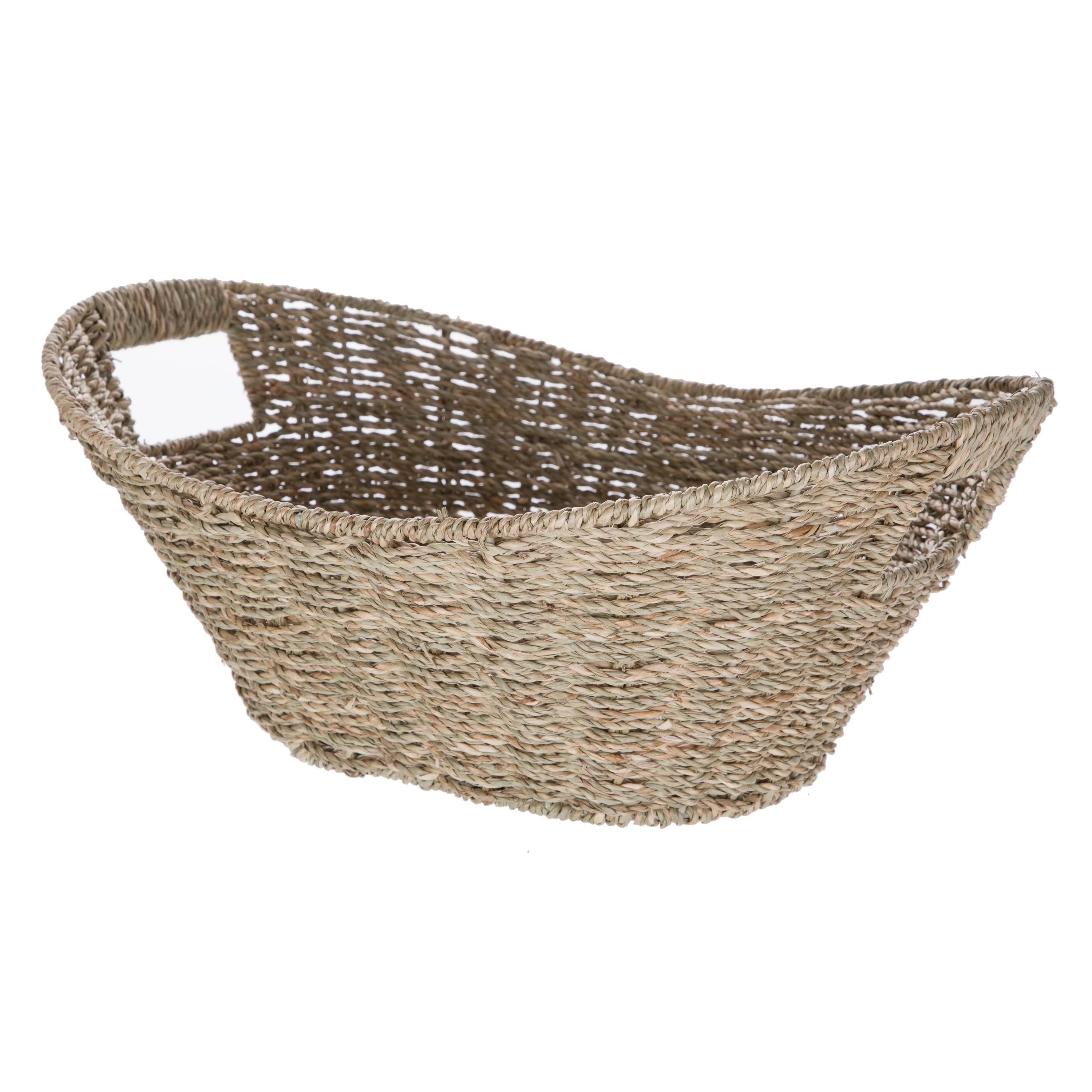 Mainstays Oval Natural Seagrass Storage Basket with Cut-out Handles - Walmart.com | Walmart (US)