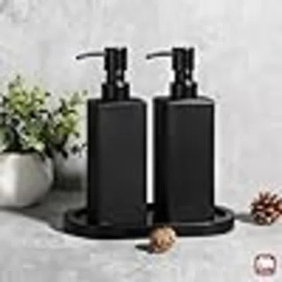 Kitchen Soap Dispenser Set, Hand And Dish Soap Dispensers Set, Black Liquid Soap Dispenser With Tray, Refillable Dish Dispensers For Kitchen, Glass So | Wayfair North America