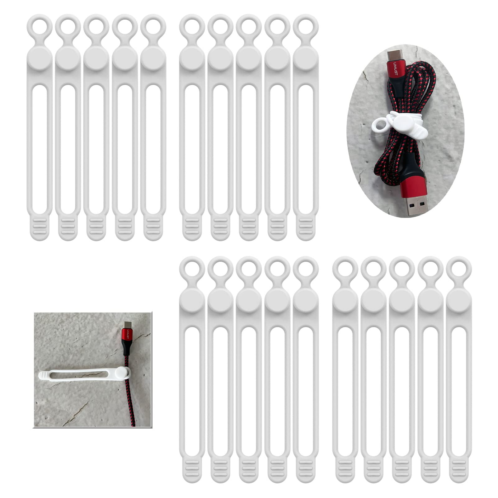 [20Park]UMUST Silicone Cable Ties, Reusable Cable Management Organizer,Cable Straps,Cord Ties,Mul... | Amazon (US)