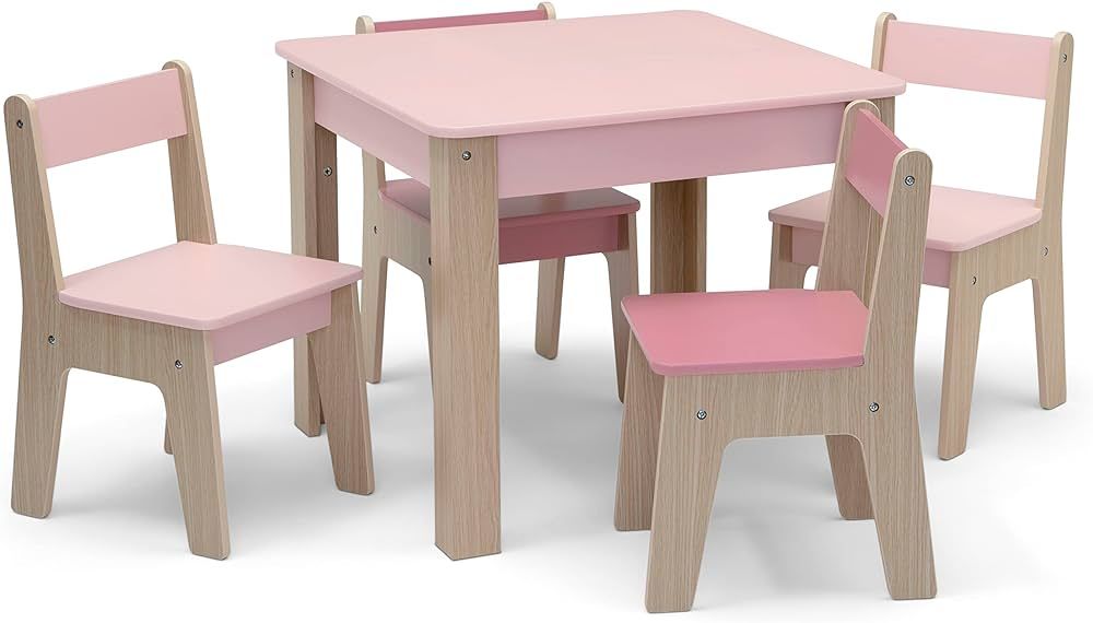 GAP GapKids Table and 4 Chair Set - Greenguard Gold Certified, Blush/Natural | Amazon (US)