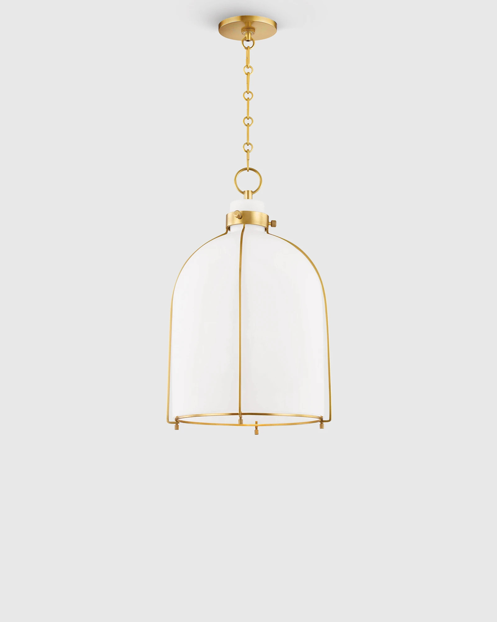 Glass and Metal Bell Pendant Light in Brass | Quince