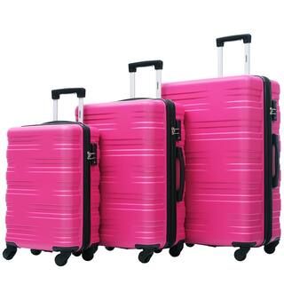 Merax Pink Lightweight 3-Piece Expandable ABS Hardshell Spinner Luggage Set with 3-Step Telescopi... | The Home Depot
