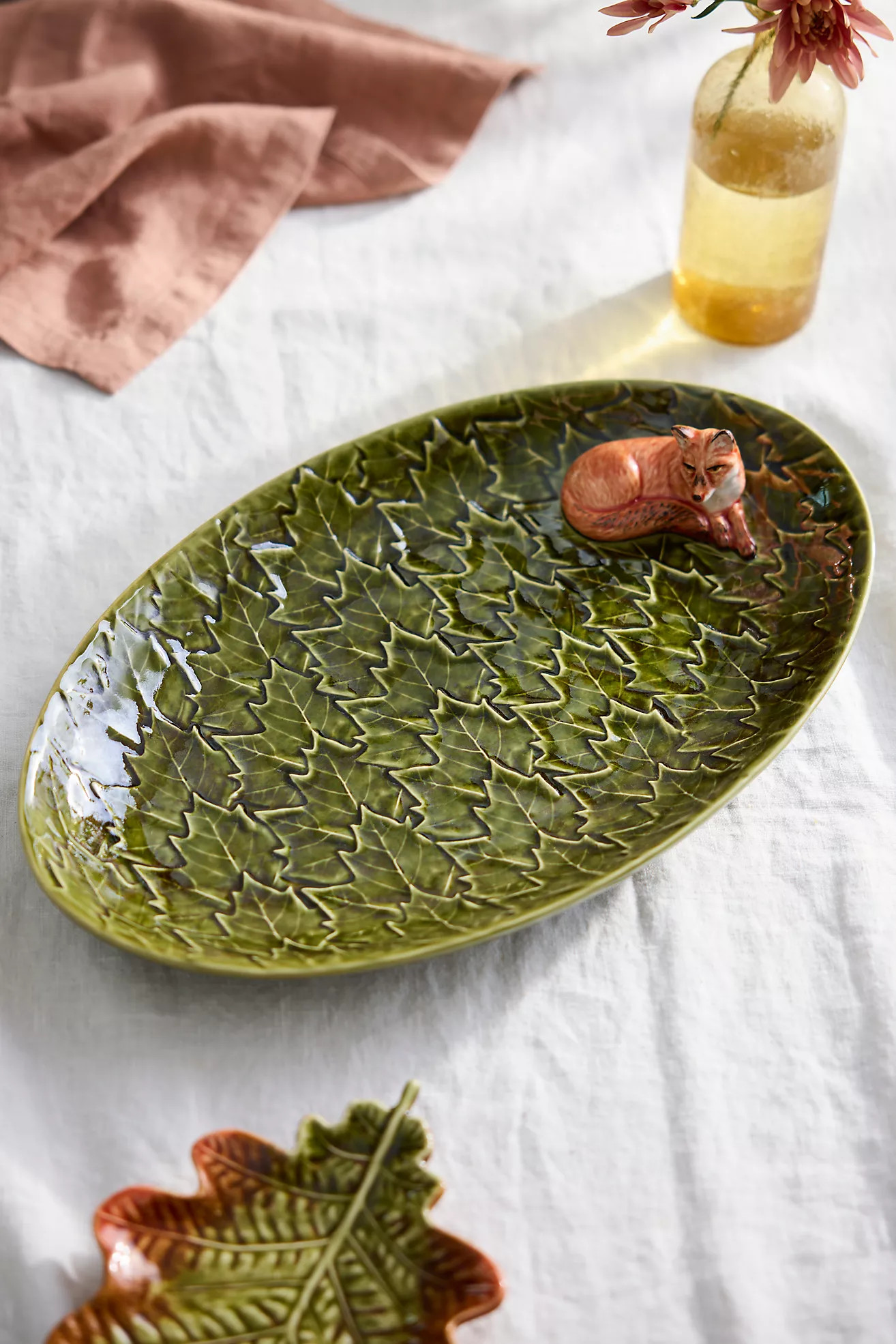 Fox + Foliage Ceramic Serving Platter | Anthropologie (US)