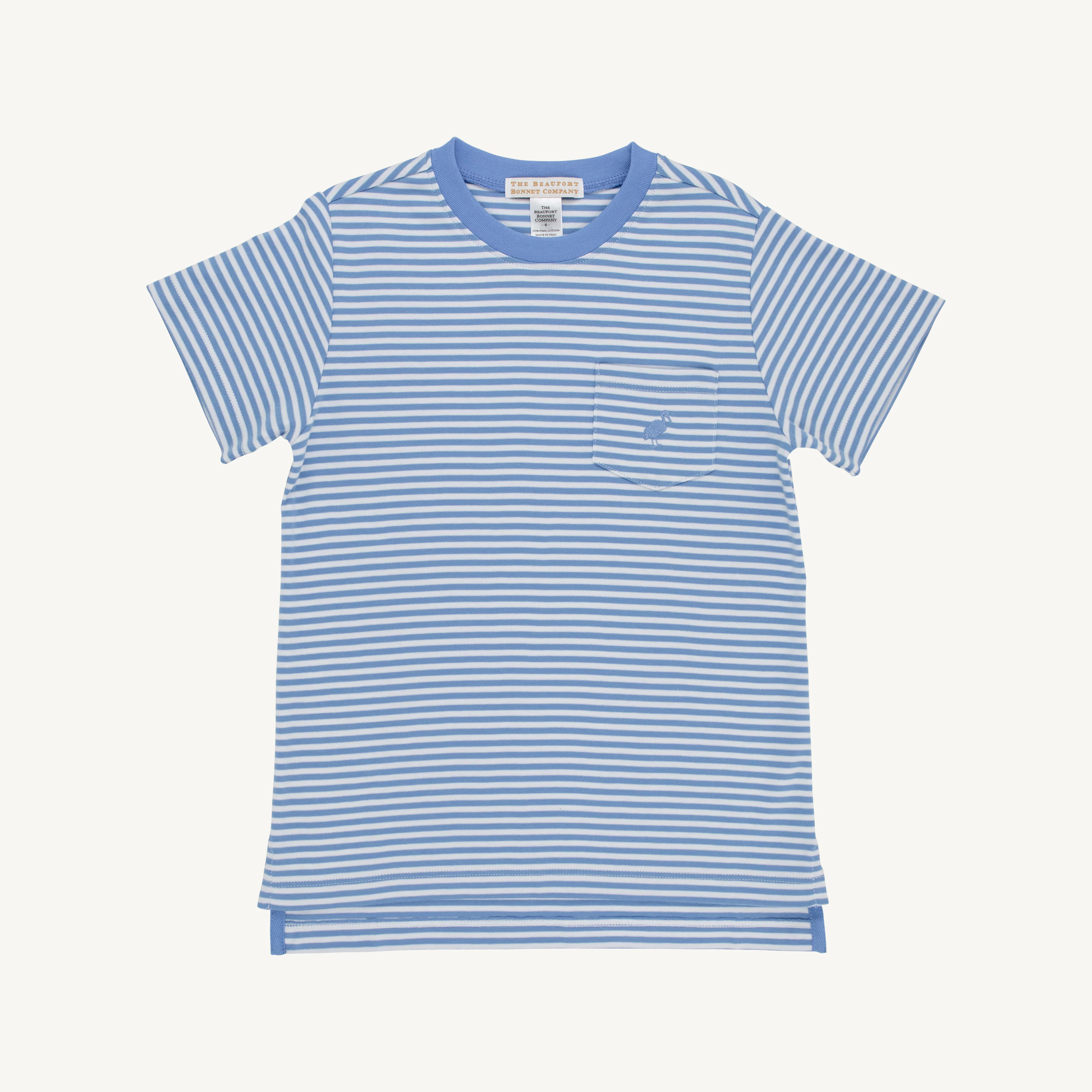 Carter Crewneck - Sunrise Blvd. Blue Stripe with Sunrise Blvd Blue Stork | The Beaufort Bonnet Company