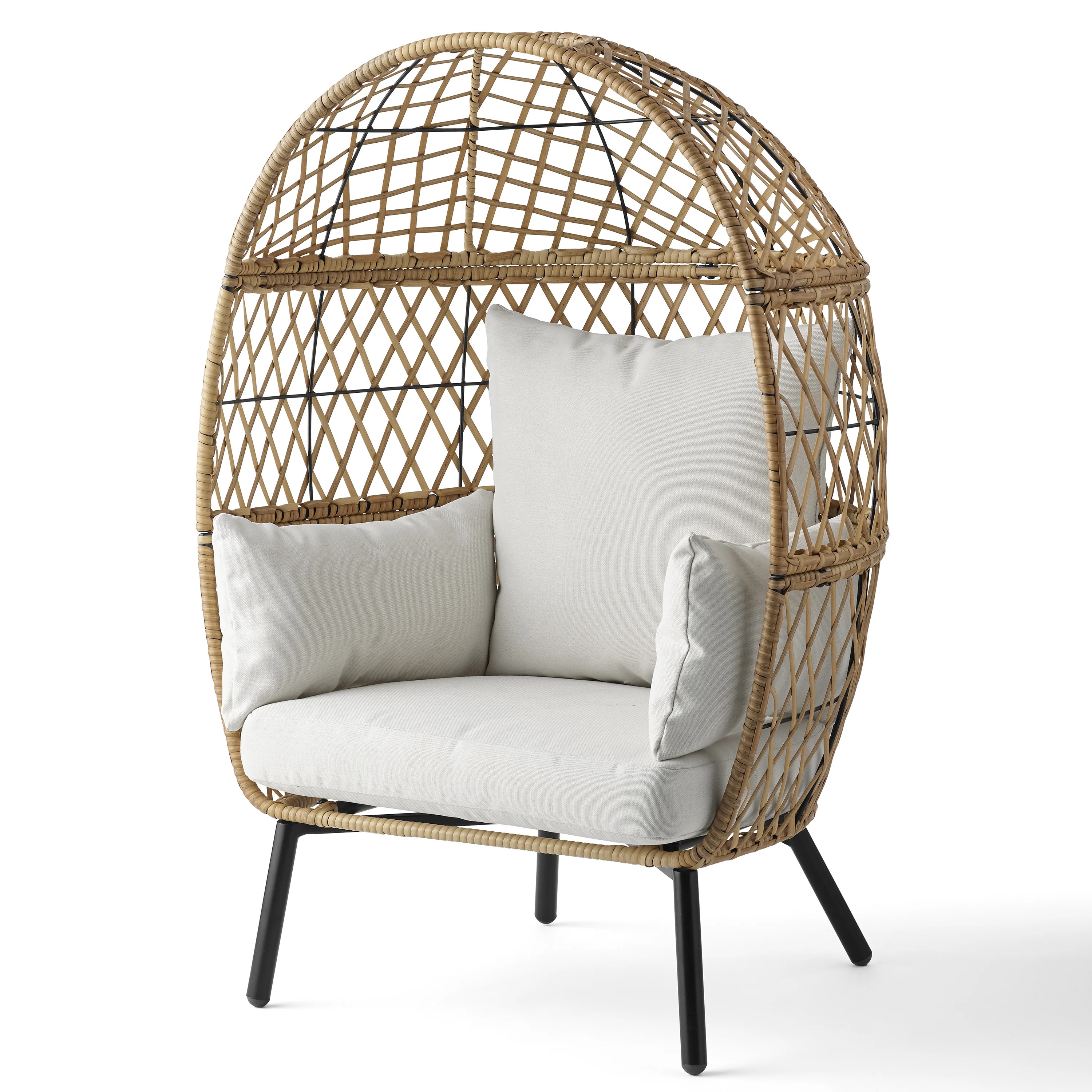 Better Homes & Gardens Ventura Outdoor Wicker Stationary Kid's Egg Chair, Natural | Walmart (US)