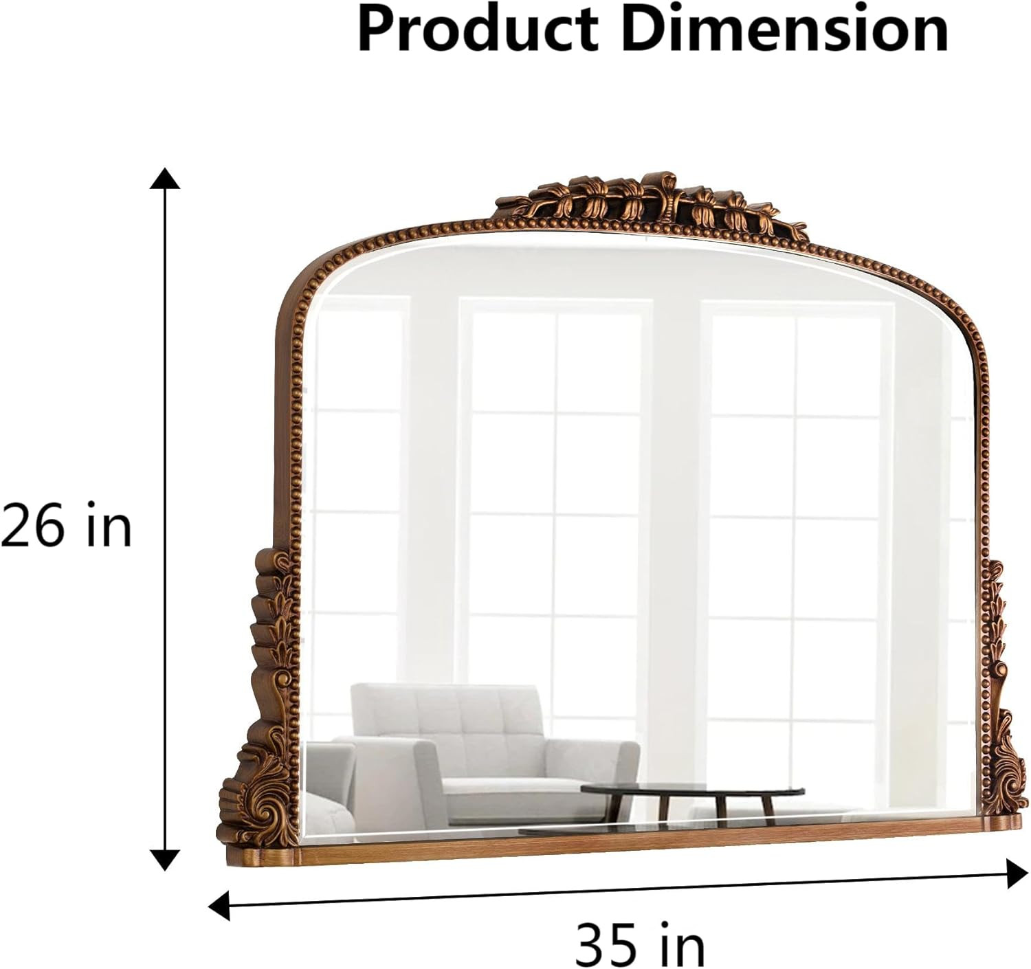 SHYFOY Antique Dark-Gold Mirrors for Wall Decor Vintage Decorative Wall Mirror for Living Room Ba... | Amazon (US)