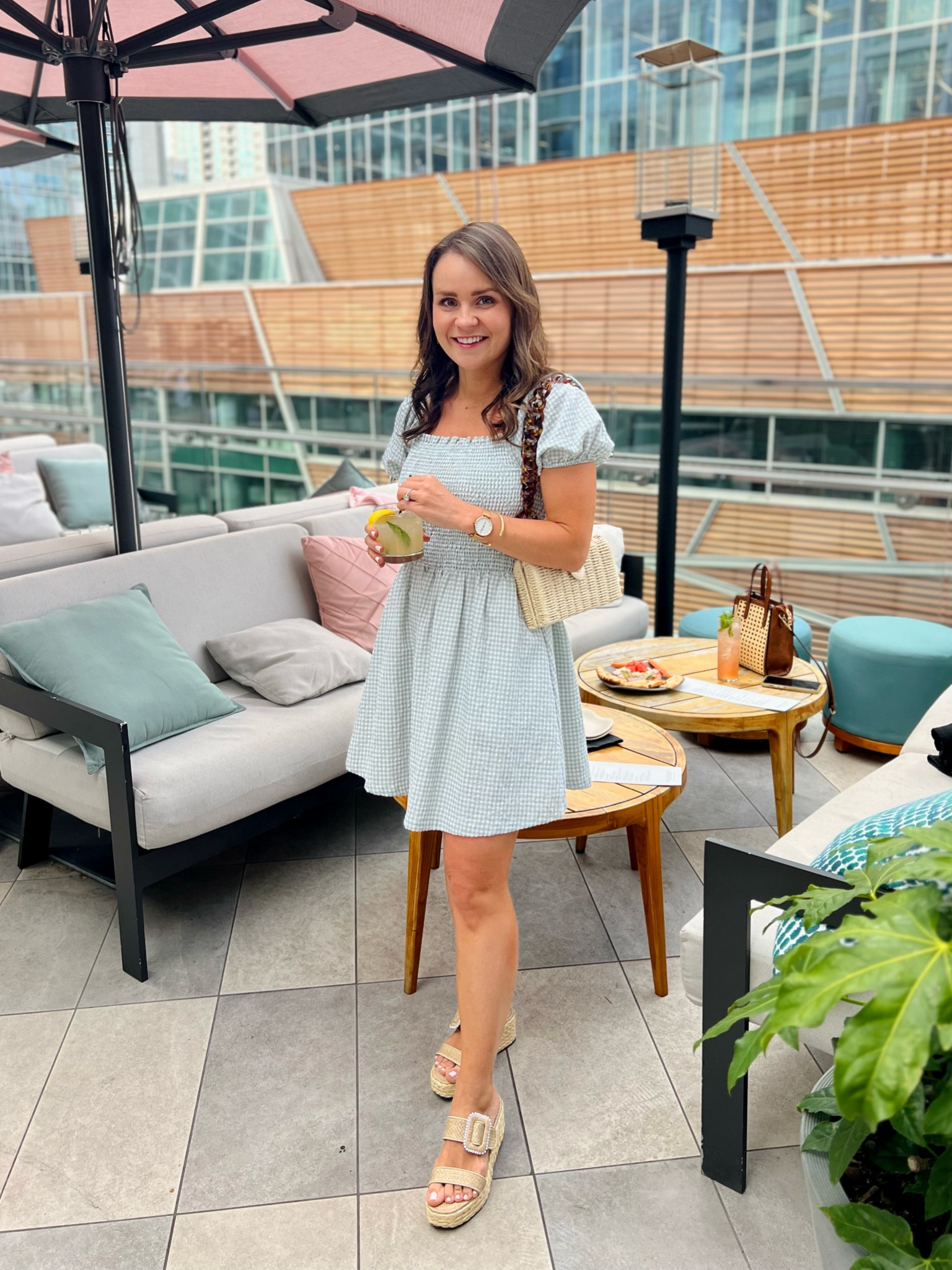 Rooftop nights ✨ Cannot rave enough about these straw wedges. They are so comfortable and the buckle detail is too cute- a must for summer! 🩷

#LTKshoecrush #LTKstyletip