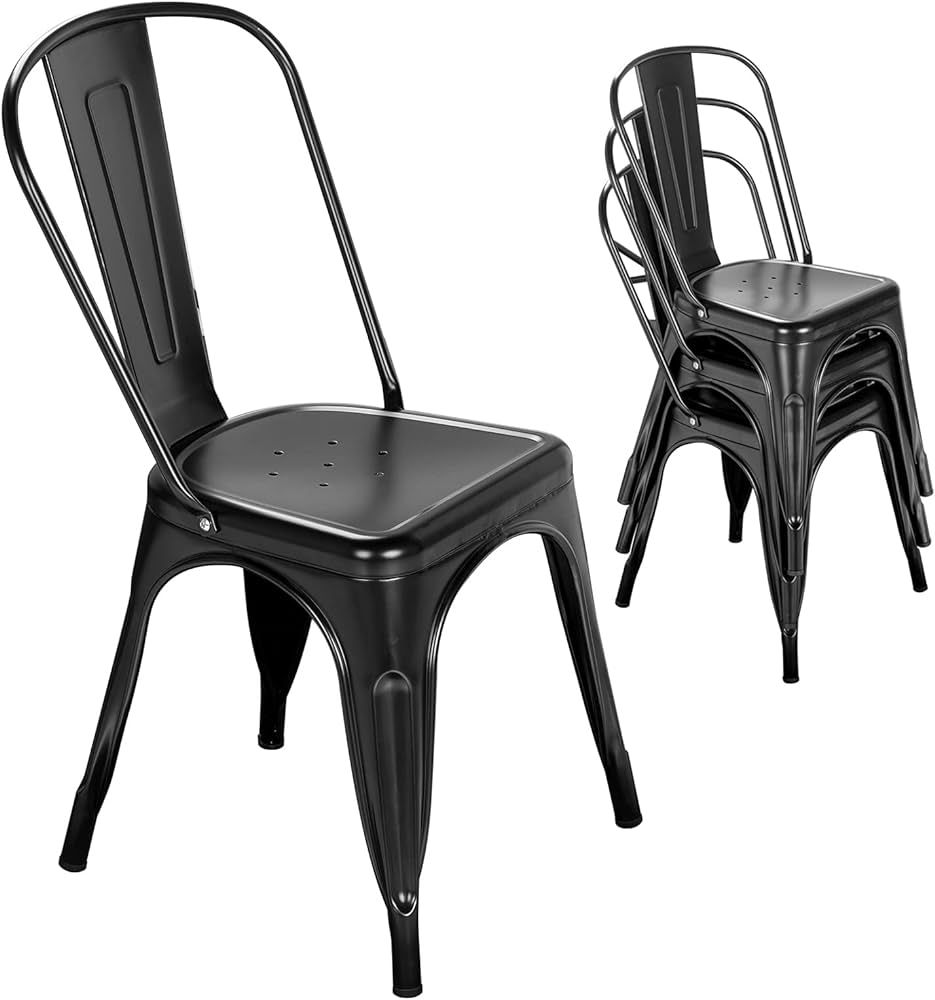 Nazhura Metal Dining Chair Farmhouse Tolix Style for Kitchen Dining Room Café Restaurant Bistro ... | Amazon (US)